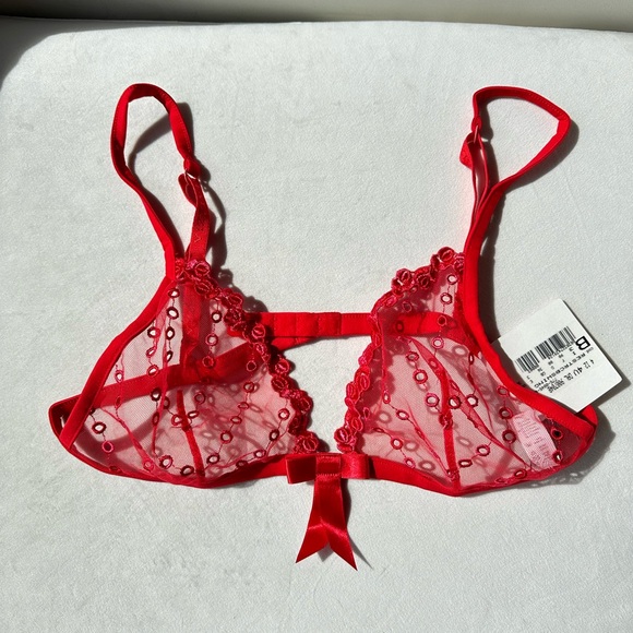 NWT LA PERLA Vintage Red sheer embroidered bra. - Picture 6 of 10
